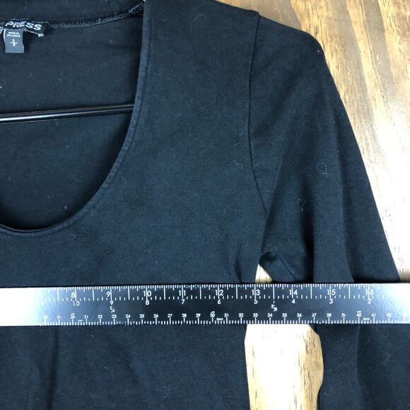 Express Womens Shirt Black Open Key Hole Chest Long Sleeve Small - Picture 6 of 10